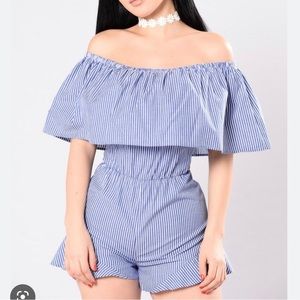 Blue Striped Fashion Nova Romper